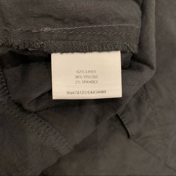 EILEEN FISHER Dark Charcoal Gray Linen-Viscose Spandex Blend Pants Size 12 - Picture 8 of 10
